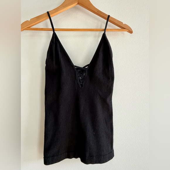 Free People Black Ribbed Women's Tank XS/S - Picture 1 of 6